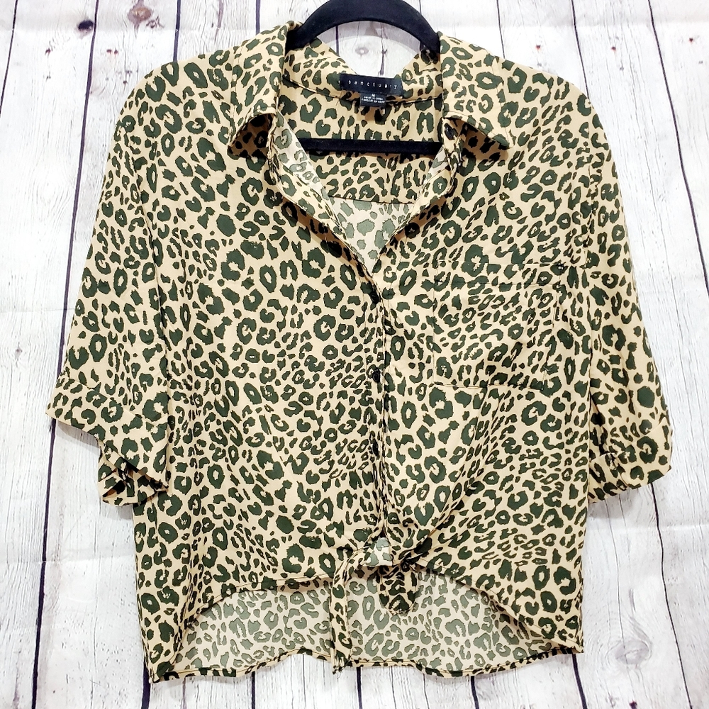 Sanctuary oversize waist tie cheetah  top